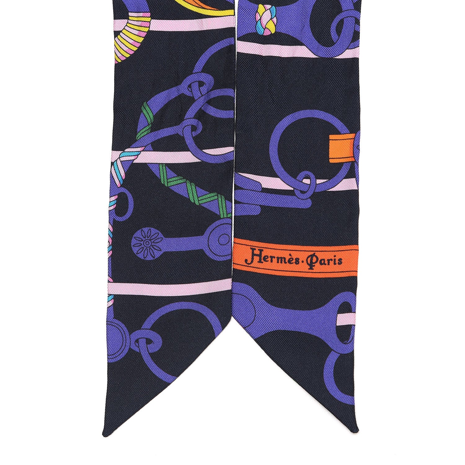 Hermes Silk Panoplie Equestre Twilly Caban Violet Orange 3 of 5