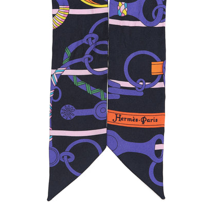 Hermes Silk Panoplie Equestre Twilly Caban Violet Orange 3 of 5