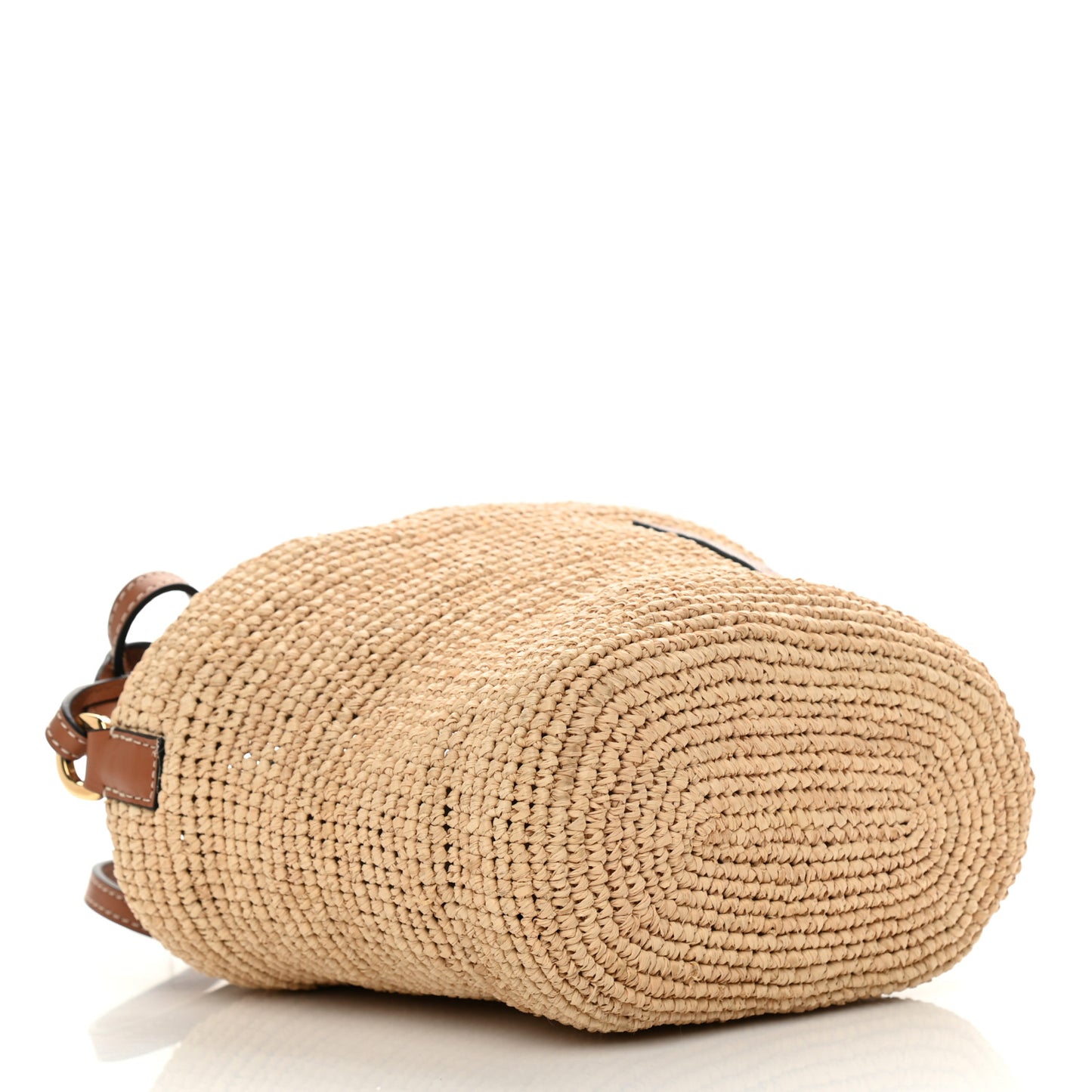 Calfskin Raffia Bucket Bag Natural Tan