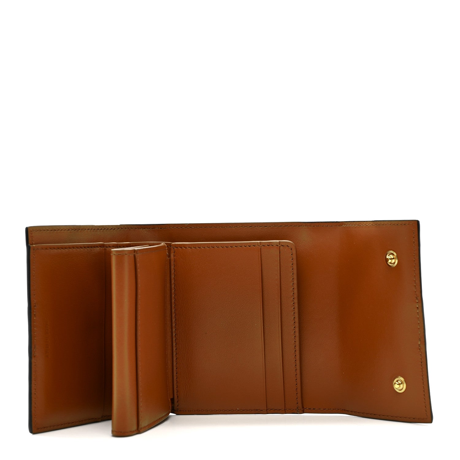 Celine Canvas Triomphe Lambskin Folded Compact Wallet Tan 5 of 8