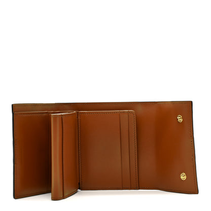 Celine Canvas Triomphe Lambskin Folded Compact Wallet Tan 5 of 8
