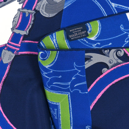 Hermes Silk L'Instruction Du Roy Muffler Marine Bleu Royal Multicolore 3 of 3
