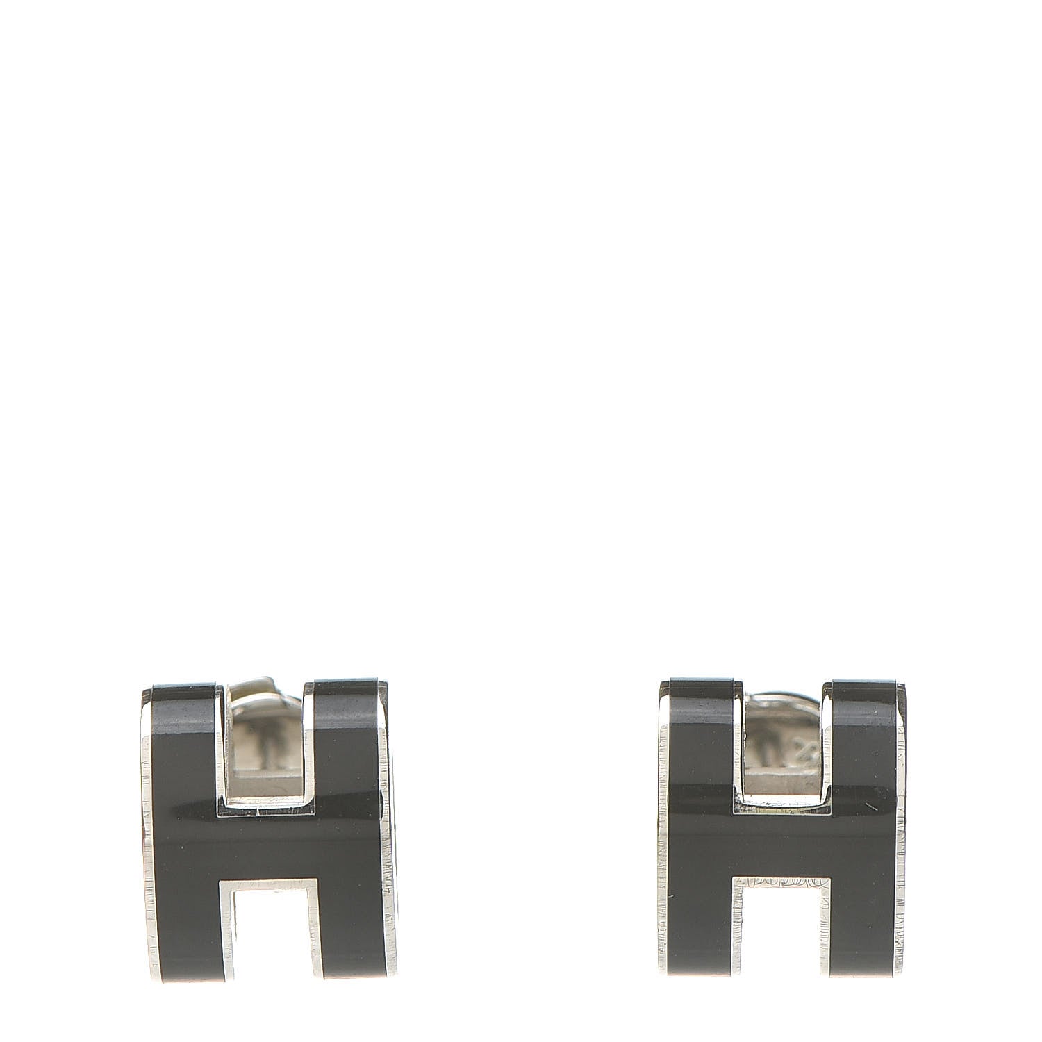 Hermes Palladium Lacquered Pop H Earrings Black 1 of 6