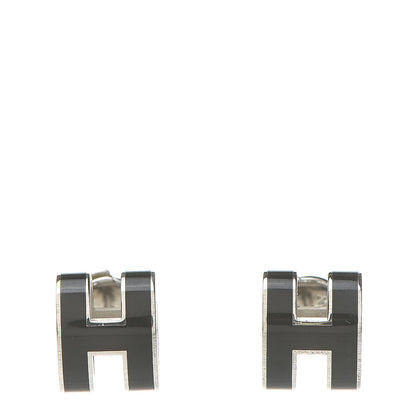 Hermes Palladium Lacquered Pop H Earrings Black 1 of 6