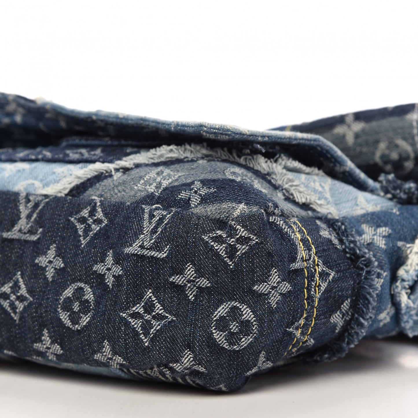 Denim Patchwork Posty Messenger Bag Blue