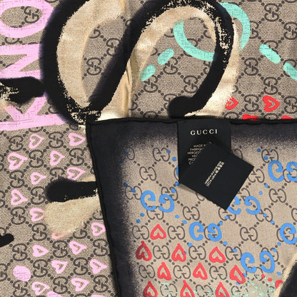 Gucci Silk Twill GG Monogram Life is Gucci Square Scarf Multicolor 3 of 3