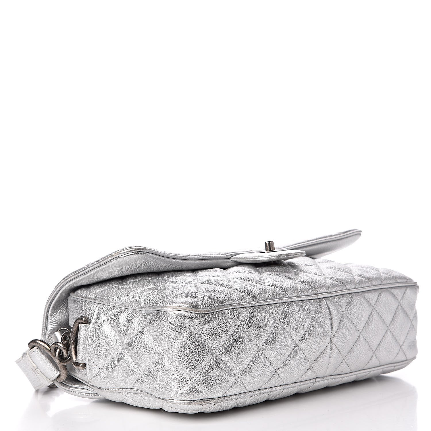 Chanel Metallic Calfskin Quilted Medium Casual Rock Flap Silver 4 of 11