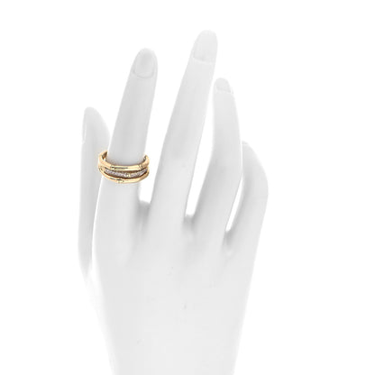 John Hardy 18K Yellow Gold Diamond 3 Row Bamboo Band Ring 54 7 2 of 5