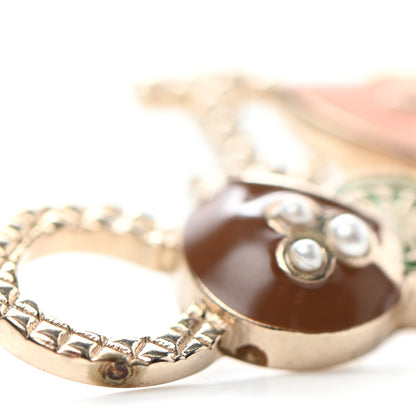 Chanel Metal Resin Pearl I Love Coco Brooch Gold Brown Pink 6 of 7