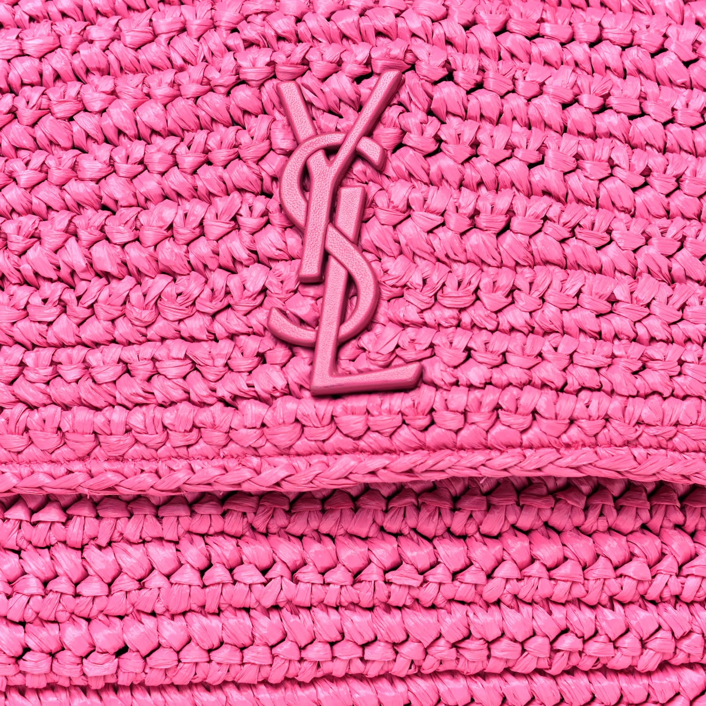 Raffia Calfskin Monogram Medium Niki Chain Satchel Bright Pink