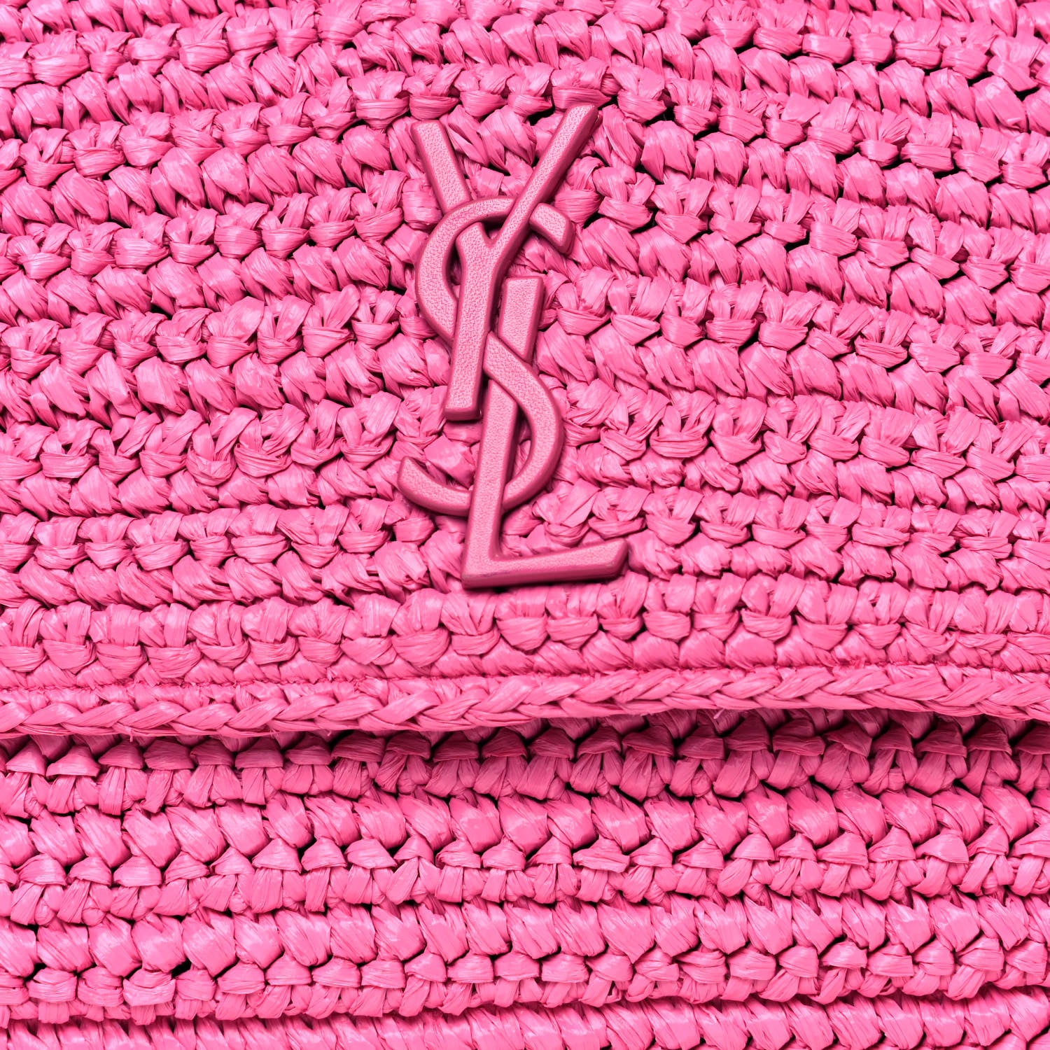 Saint Laurent Raffia Calfskin Monogram Medium Niki Chain Satchel Bright Pink 9 of 13