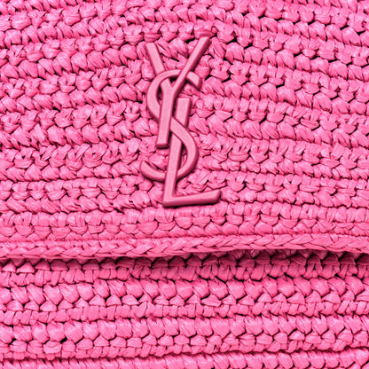 Saint Laurent Raffia Calfskin Monogram Medium Niki Chain Satchel Bright Pink 9 of 13