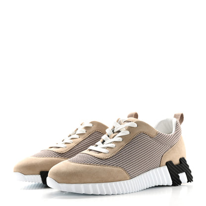 Hermes Air Mesh Suede Goatskin Bouncing Sneakers 38 Beige Camel 4 of 11
