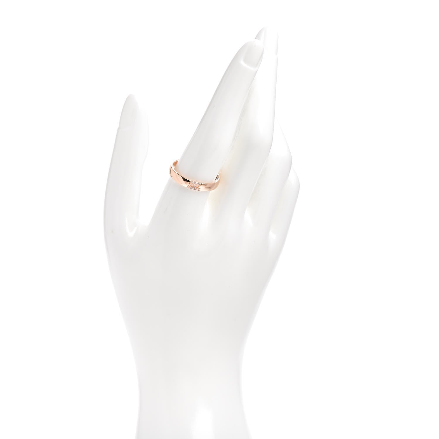 Hermes 18K Rose Gold Diamond Ever Herakles Wedding Band Ring 62 10 2 of 5
