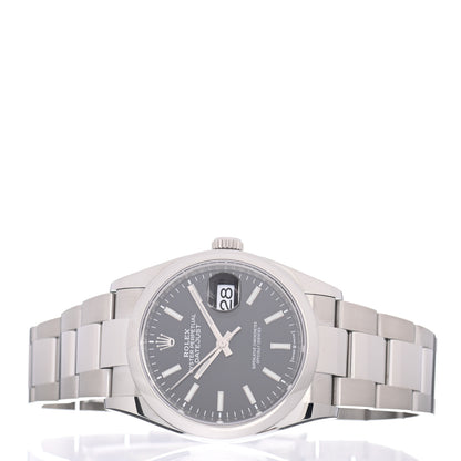 Rolex Stainless Steel 36mm Oyster Perpetual Datejust Watch Bright Black 126200 2 of 5