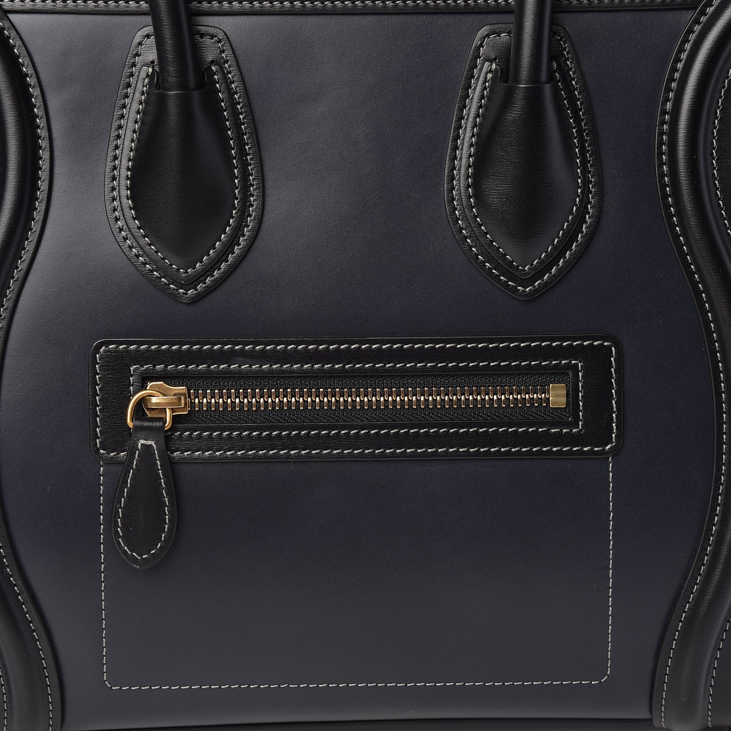 Glazed Calfskin Micro Tri-Color Luggage Dark Blue