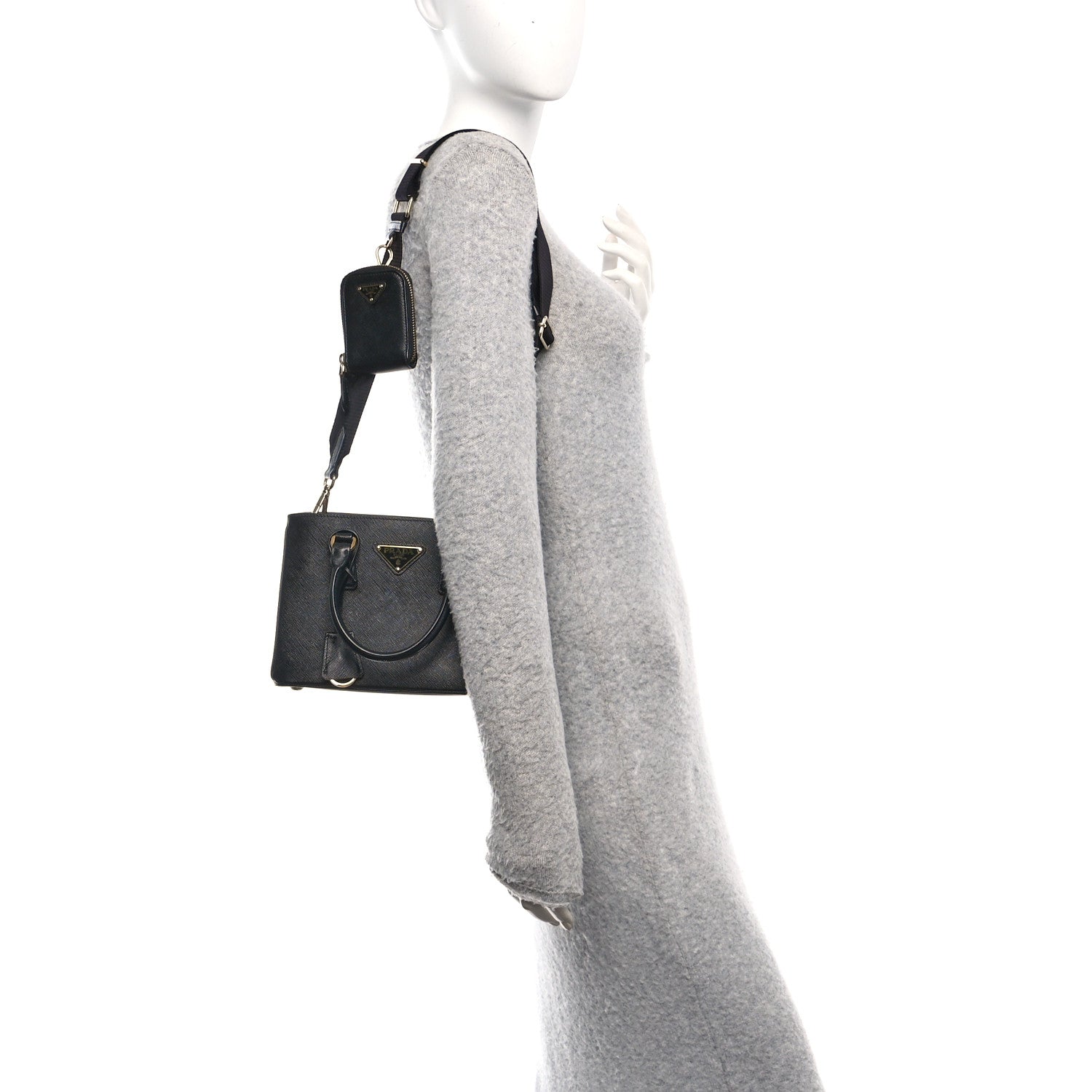 Prada Saffiano Lux Micro Galleria Shoulder Bag Black 2 of 9