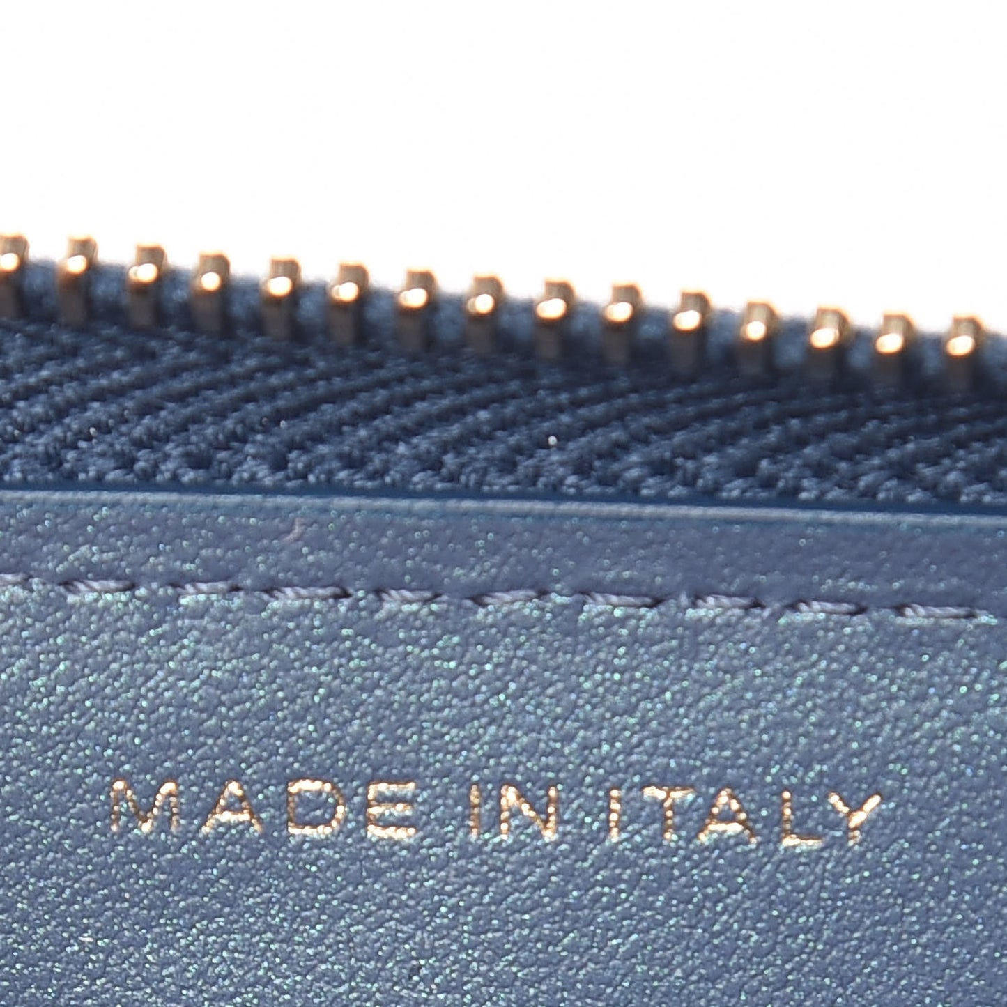 Iridescent Caviar Quilted Medium Zip Around Wallet Dark Blue