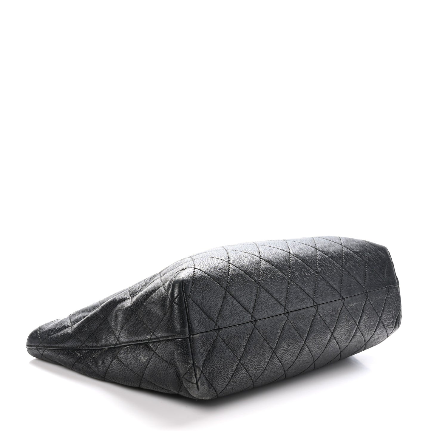 Caviar Quilted Shopping Tote Black