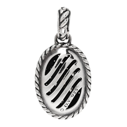 David Yurman Sterling Silver Diamond Midnight Melange Oval Enhancer Pendant 3 of 4