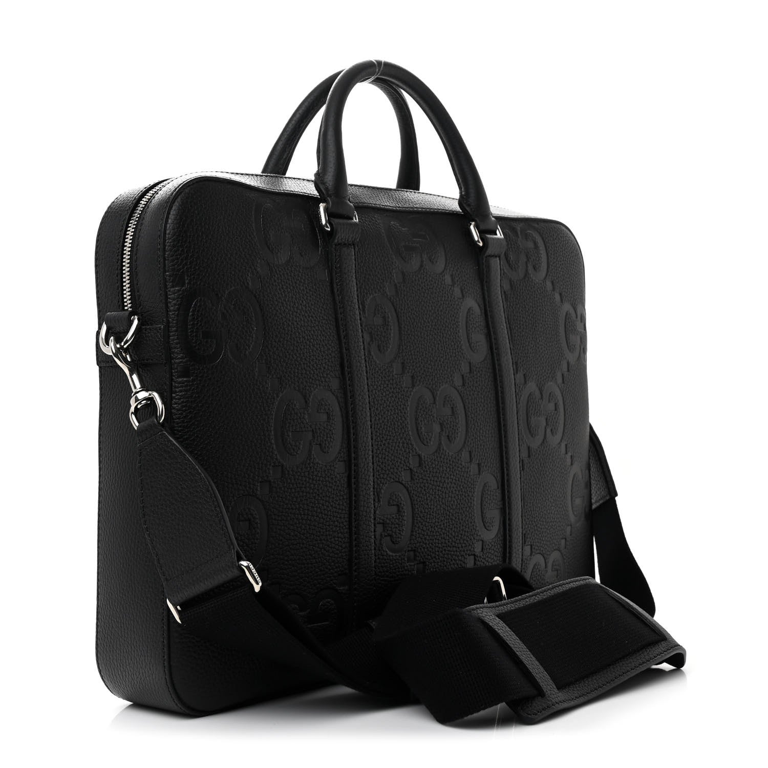 Gucci Piuma Calfskin Jumbo GG Embossed Briefcase Black 3 of 10