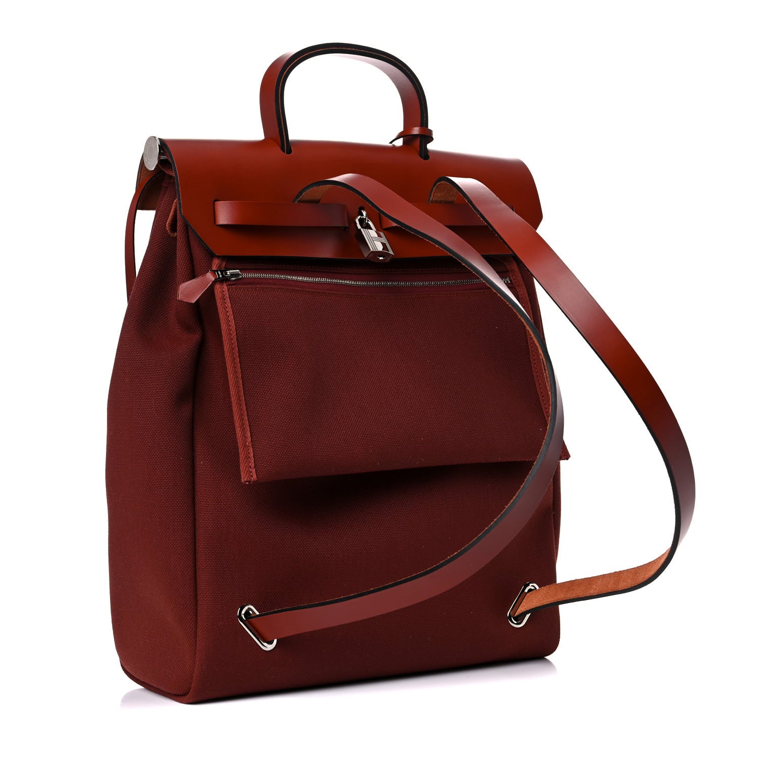 Hermes Military Toile Vache Hunter Herbag a Dos Zip Retourne Backpack Rouge H 3 of 10
