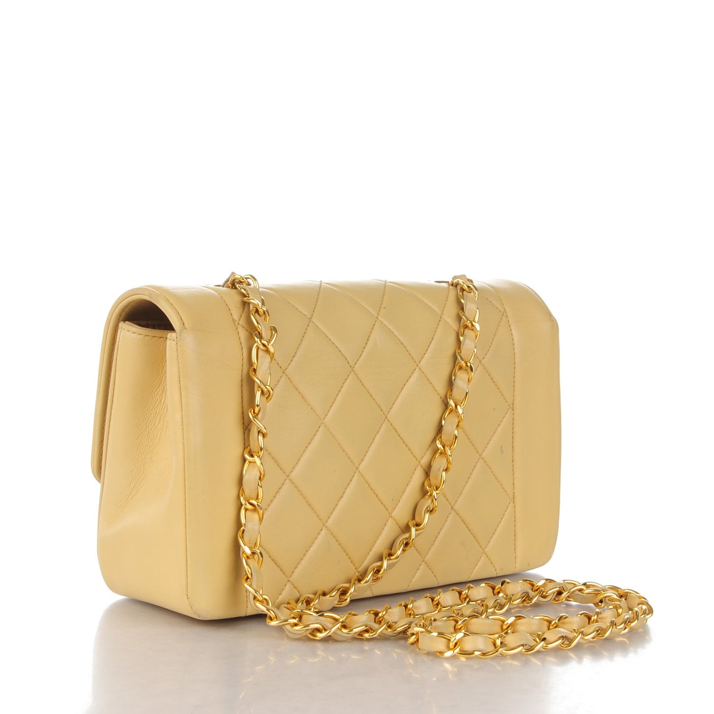 Lambskin Quilted Small Single Flap Beige