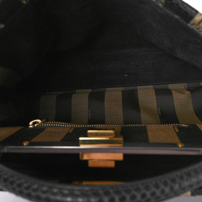 Fendi Snakeskin Striped Large Peekaboo Iconic Satchel Natural Black 5 of 9