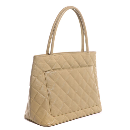 Chanel Caviar Quilted Medallion Tote Beige 3 of 8