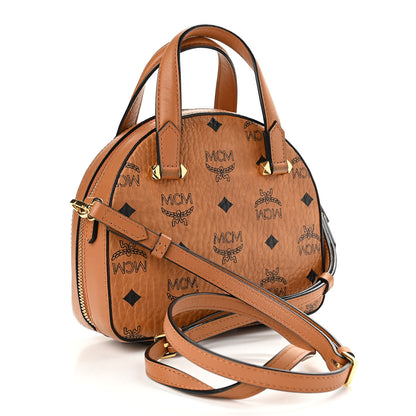 MCM Visetos Essential Small Disco Tote Cognac 3 of 9