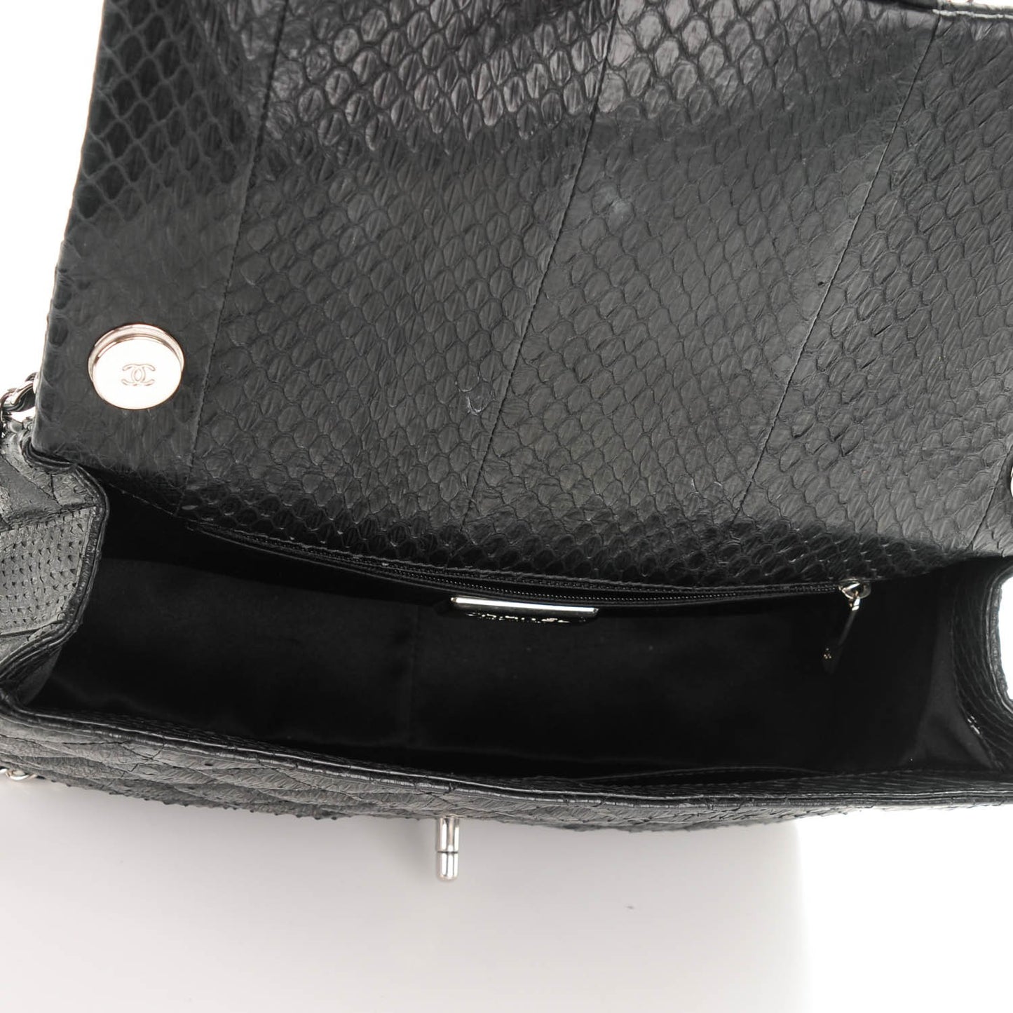 Elaphe Snakeskin Quilted Jumbo Easy Carry Flap Black