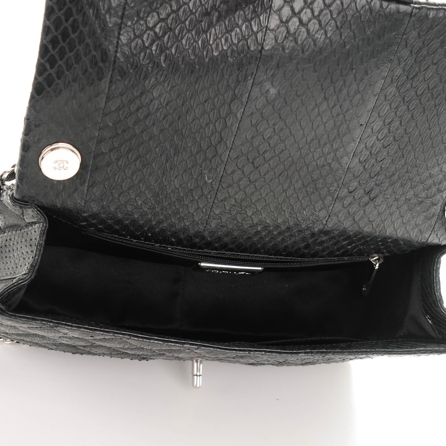 Chanel Elaphe Snakeskin Quilted Jumbo Easy Carry Flap Black 5 of 7