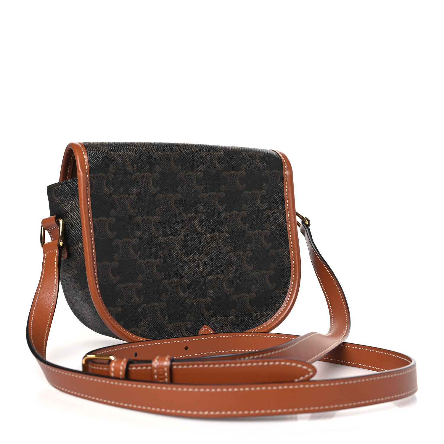 Celine Triomphe Canvas Medium Folco Bag Tan 3 of 7