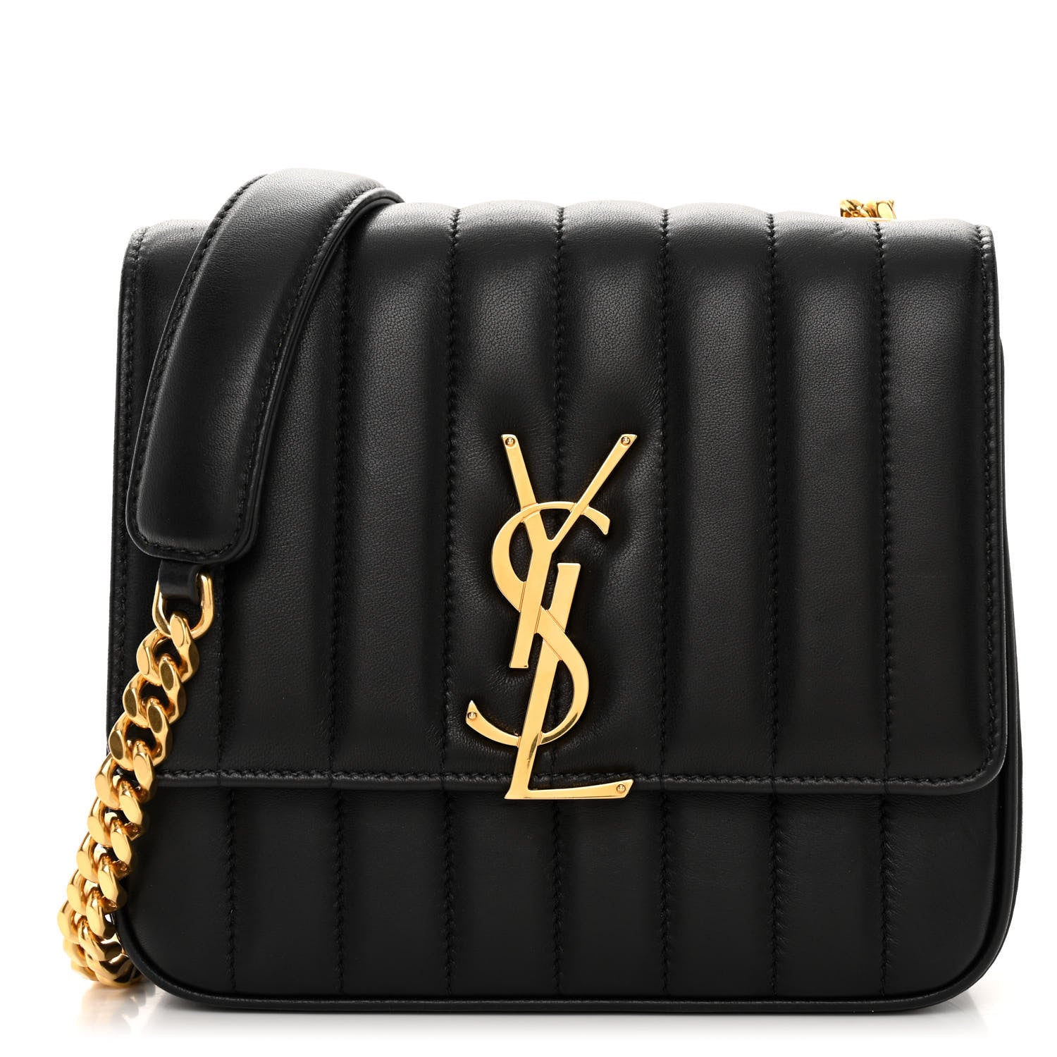 Saint Laurent Lambskin Matelasse Monogram Medium Vicky Chain Bag Black 1 of 9