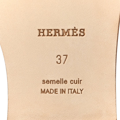 Hermes Box Calfskin Oran Sandals 37 White 8 of 9