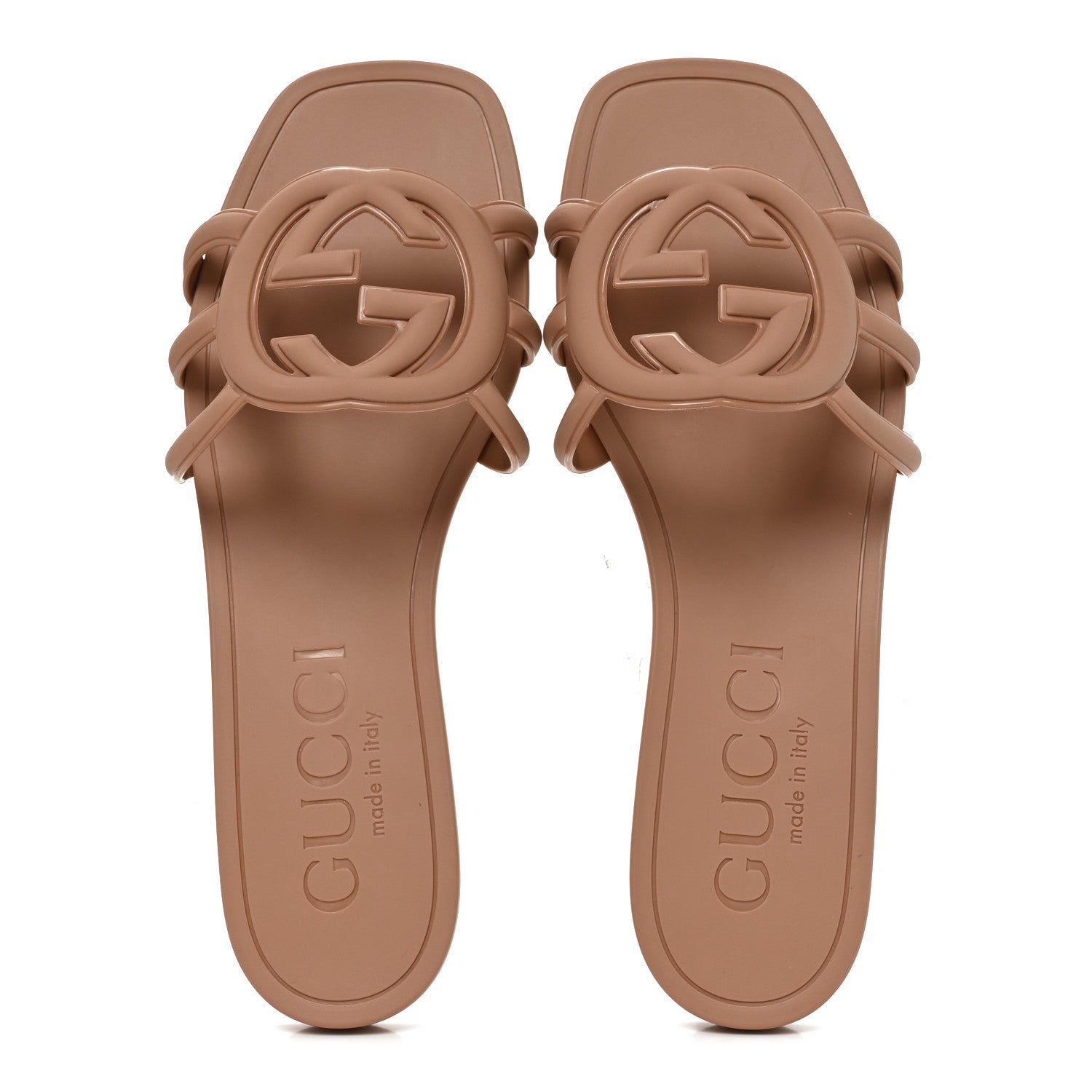 Gucci Rubber Interlocking G Womens Slide Sandals 36 Vintage Camel 2 of 9