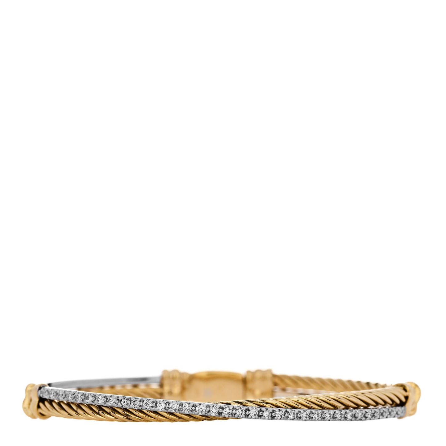 18K White Yellow Gold Diamond Crossover Bracelet