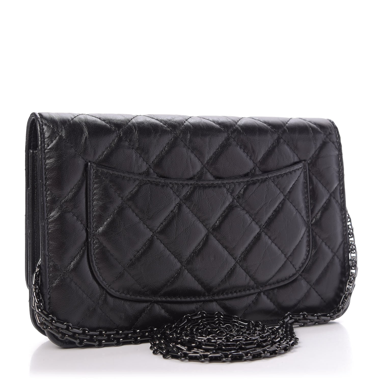 Chanel Aged Calfskin Quilted Reissue Wallet On Chain WOC So Black 3 of 10