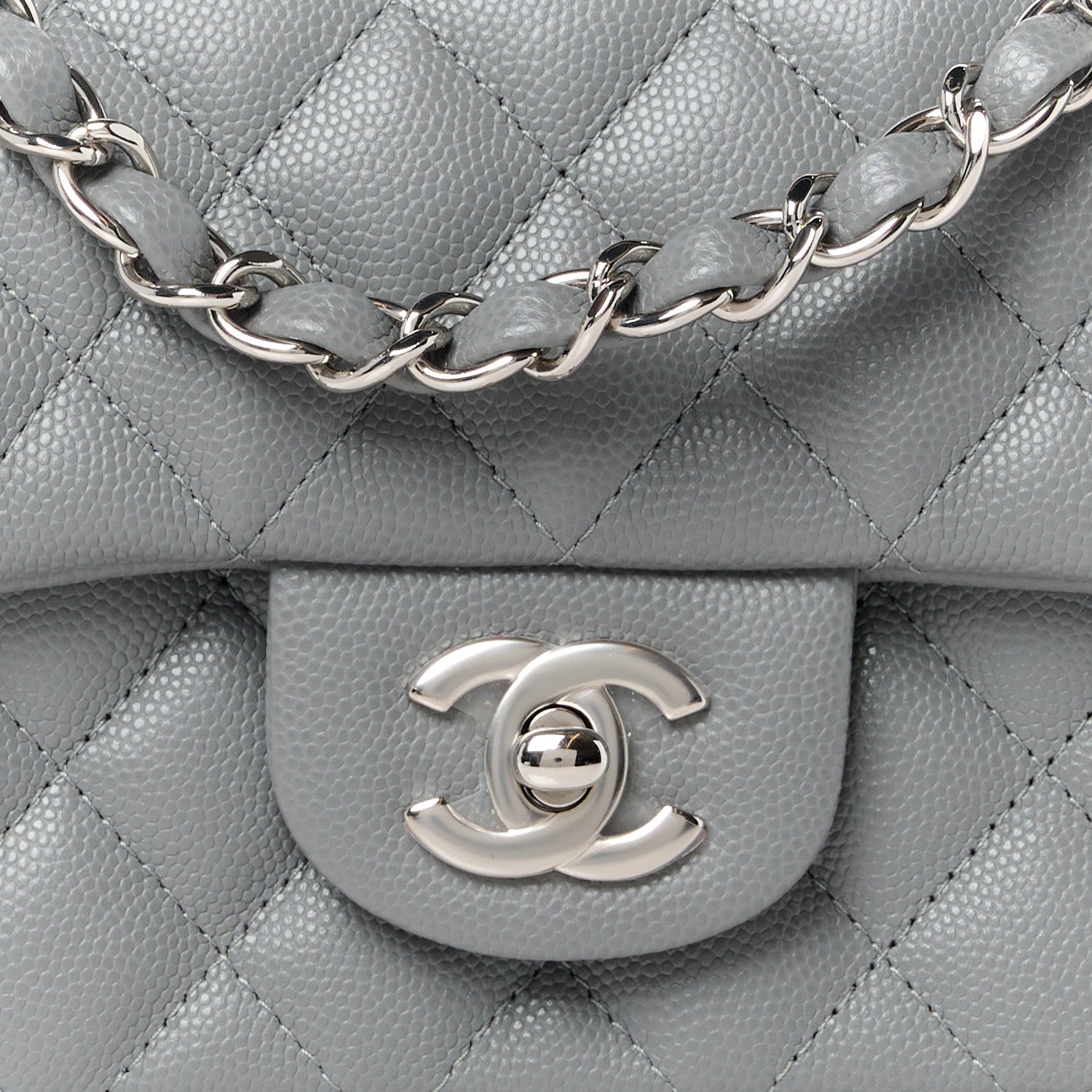 Chanel Caviar Quilted Mini Rectangular Flap Grey 9 of 12