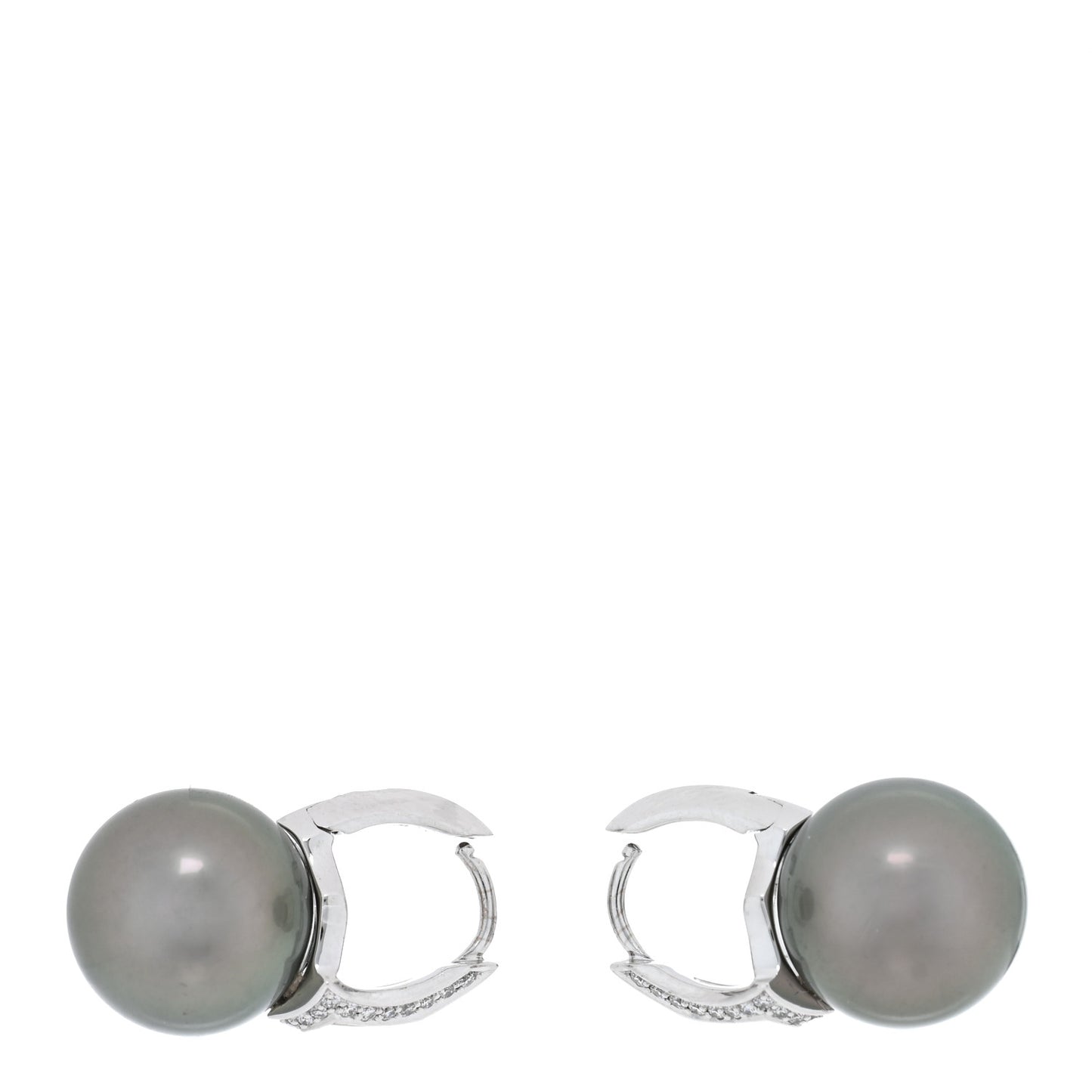 18K White Gold Diamond Black South Sea Pearl 11.5-12mm Classic Elegance Drop Earrings