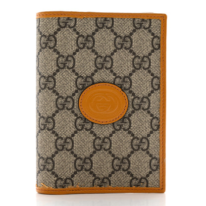 Gucci GG Supreme Monogram Textured Calfskin Retro Interlocking G Passport Case Beige Yellow 1 of 14