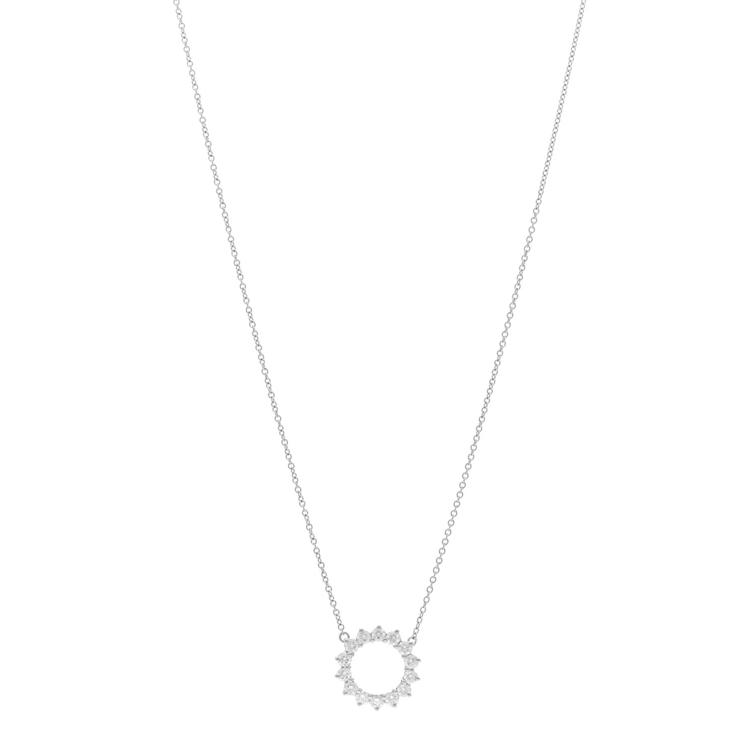 Tiffany Platinum Diamond Small Open Circle Pendant Necklace 1 of 4