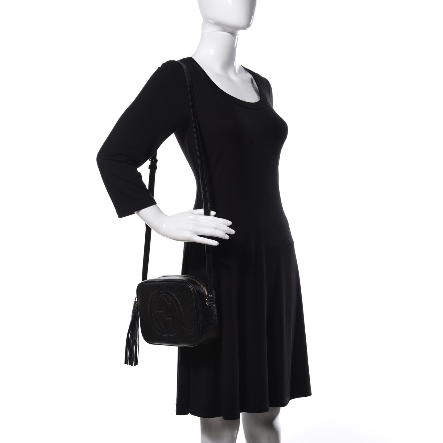 Pebbled Calfskin Small Soho Disco Bag Black