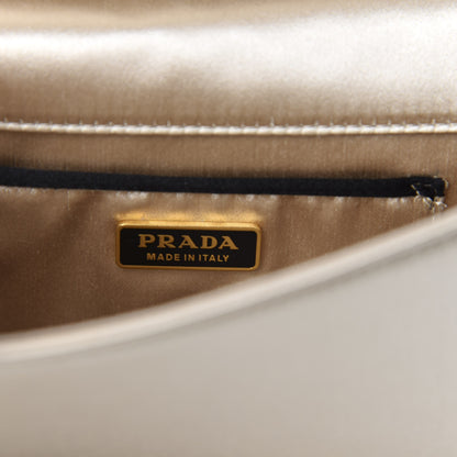 Prada Satin Flap Clutch Bag Sabbia 8 of 9