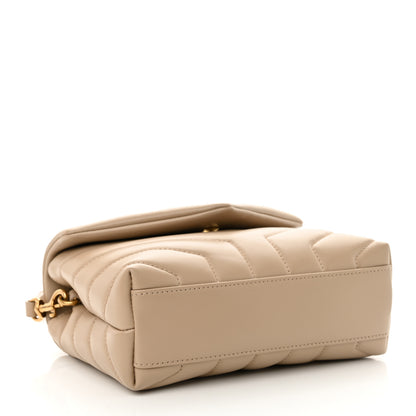 Saint Laurent Calfskin Y Quilted Monogram Toy Loulou Crossbody Bag Dark Beige 4 of 12
