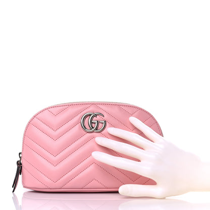 Gucci Calfskin Matelasse Large GG Marmont Pouch Cosmetic Case Wild Rose 2 of 9