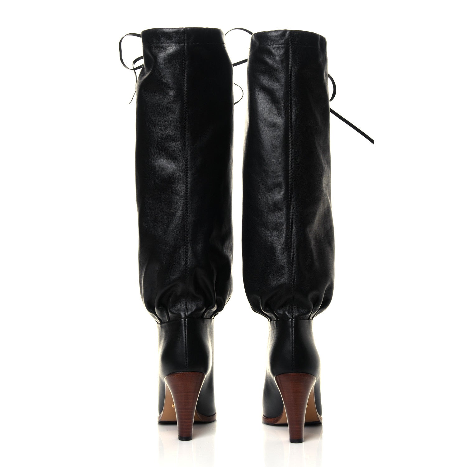 Gucci Deauville Calfskin Cinched Knee High Boots 36.5 Black 5 of 7