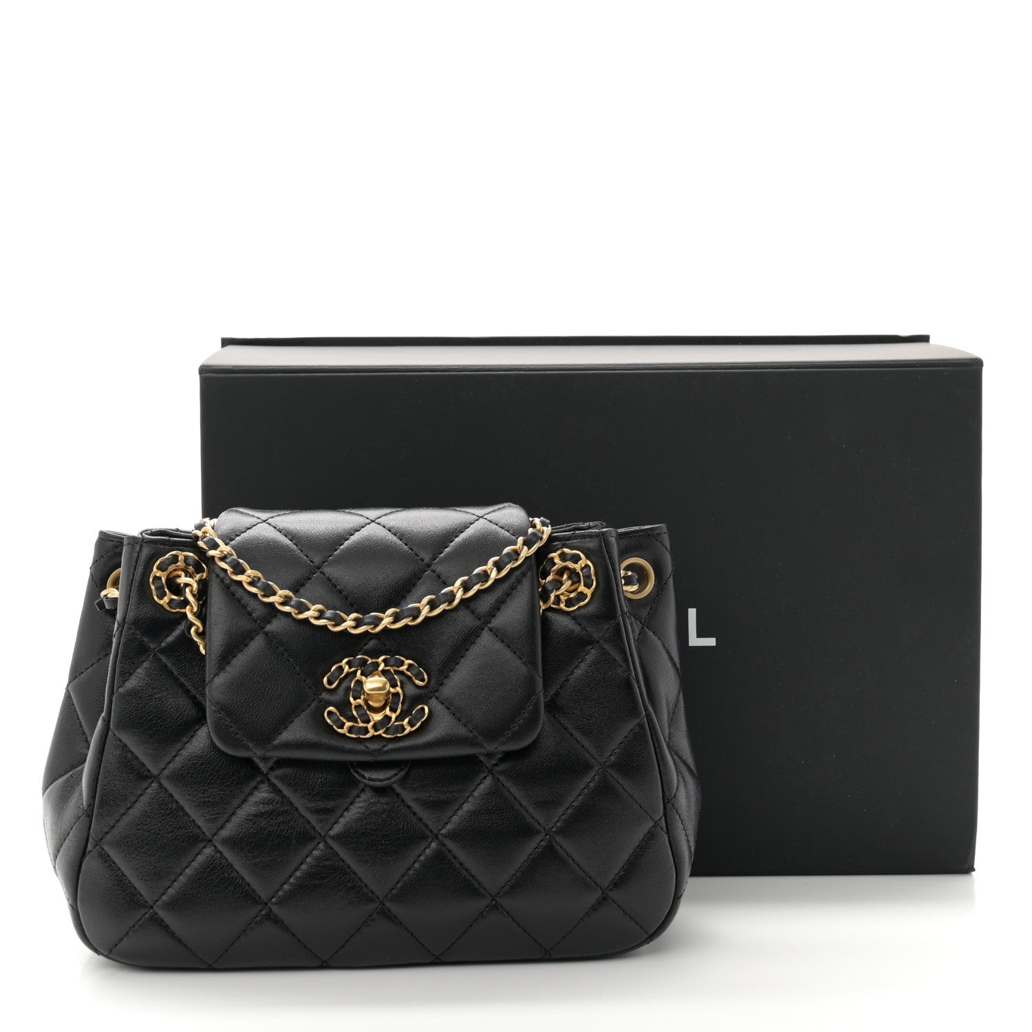 Chanel Lambskin Quilted Braided CC Accordion Flap Bag Black 11 of 11