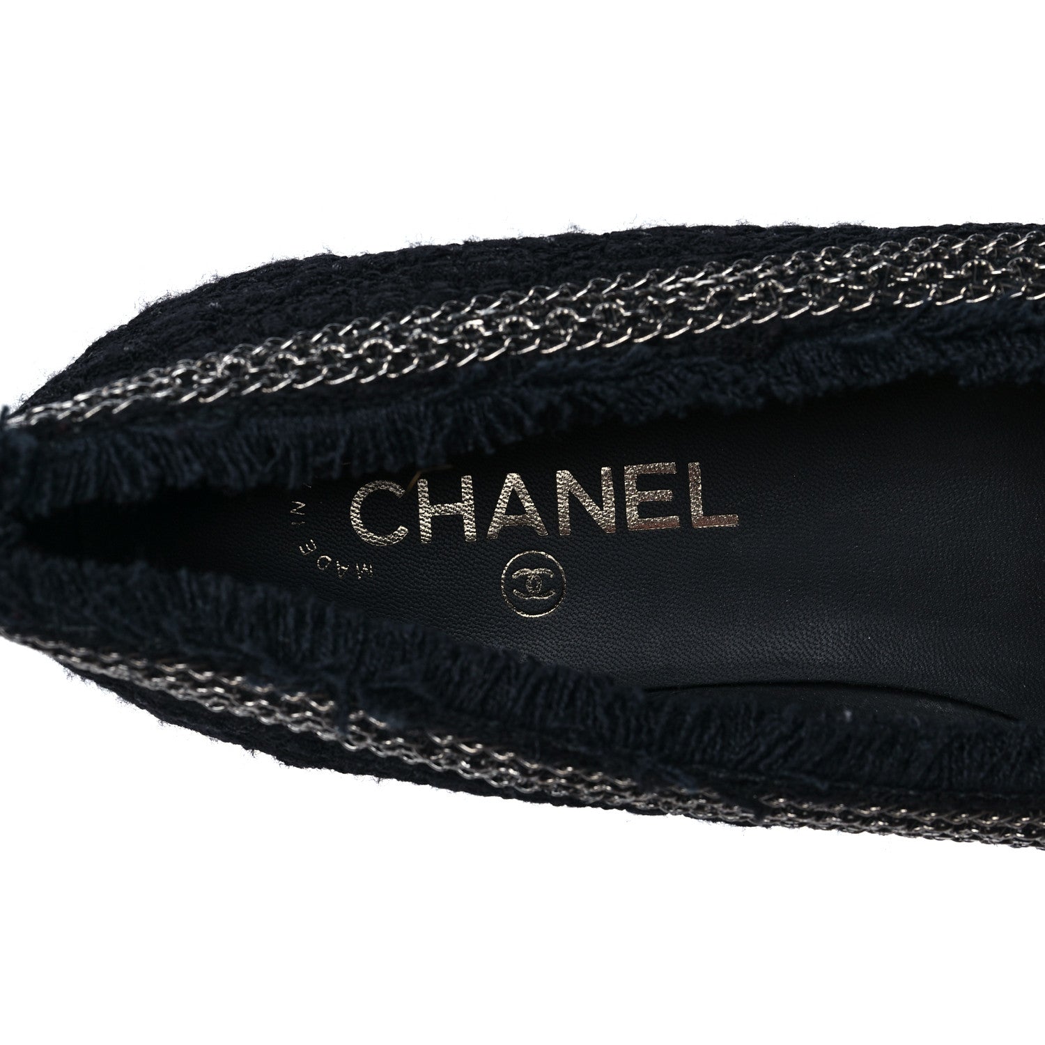 Chanel Tweed Patent Cap Toe Ballerina Flats 40 Black 7 of 8