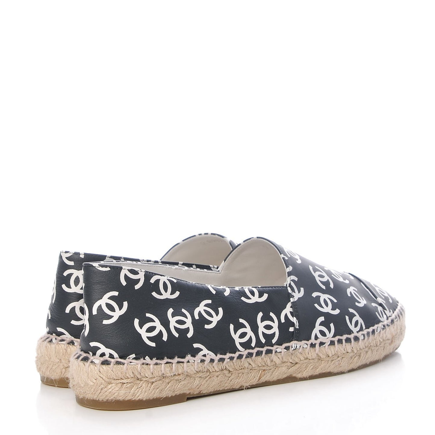 Lambskin Printed CC Espadrilles 40 Black White